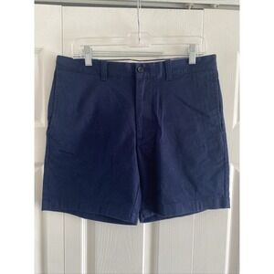 J Crew Mercantile Men's 32 Navy Chino Flat Front Shorts Preppy Cotton
